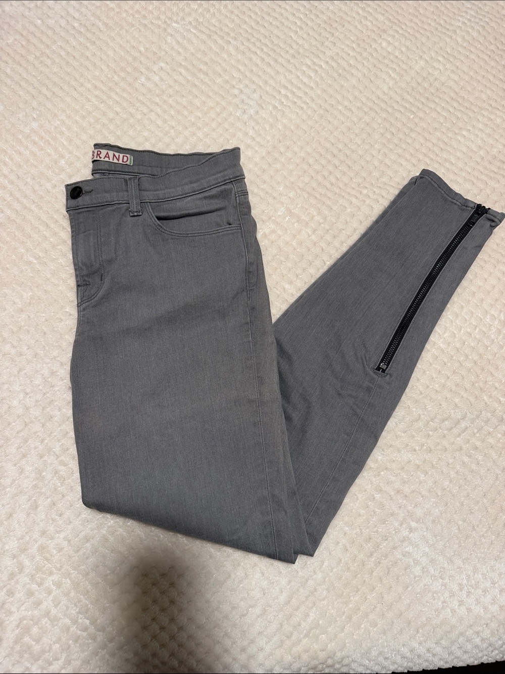 J Brand Gray Skinny Ankle Jeans with Side Zip